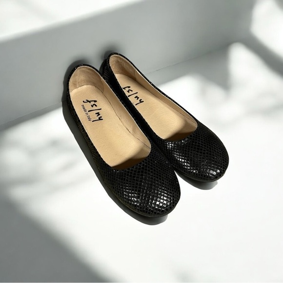 🌻NEW French Sole NY Black LeatheSnake Print "Zeppa" Slip-on Short Wedges Size 6 - Picture 5 of 10